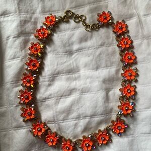 J. Crew Orange and Gold Cluster Necklace